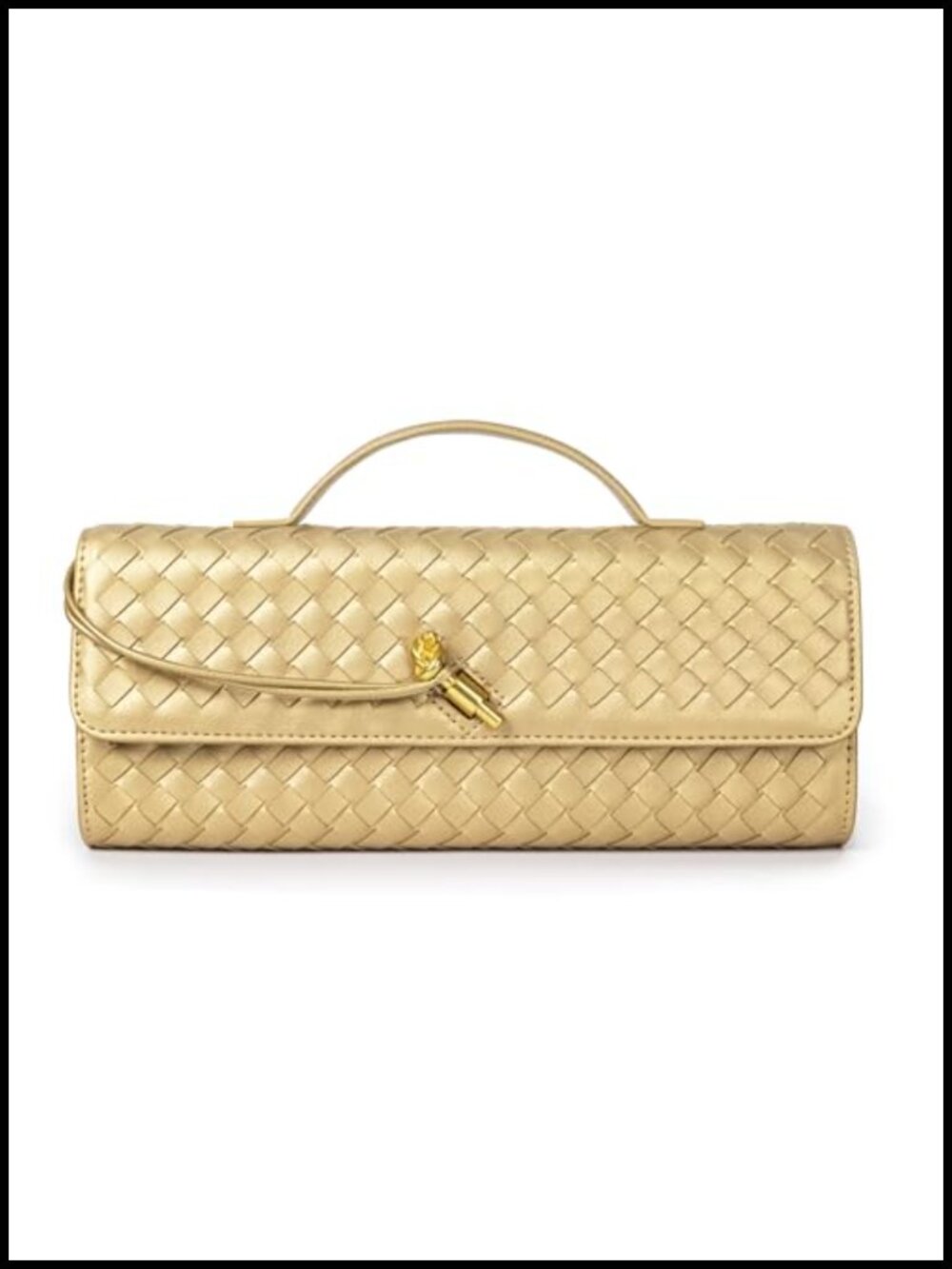 Woven Vegan Leather Evening Clutch Crossbody Purse